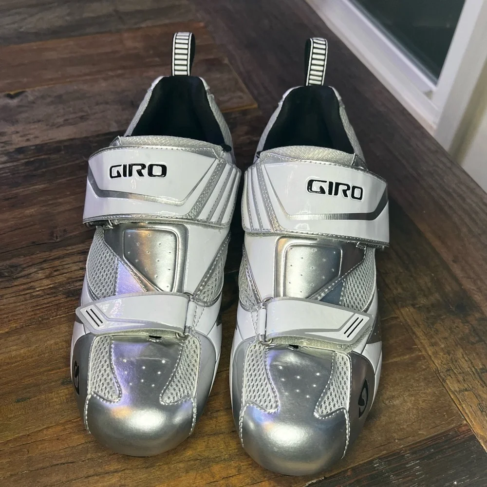 Giro Mele Tri Shoes, cycling shoes chrome & white, great shape (MB2)